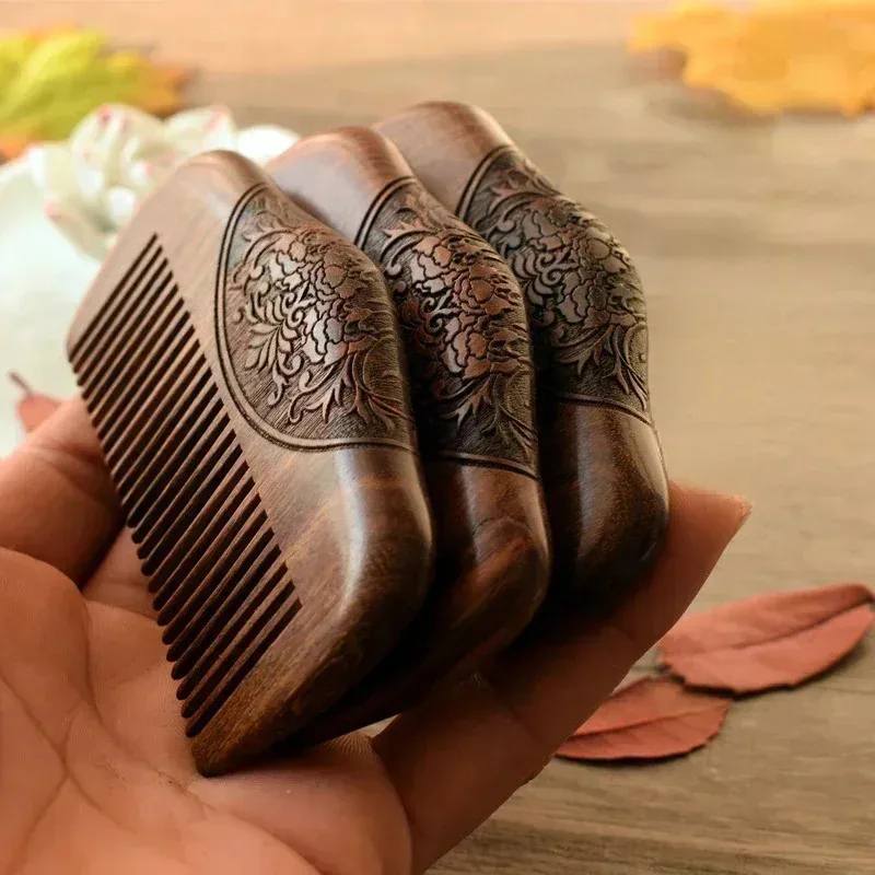 Wood Stain Brush - Портативная карманная расческа из черного золотого